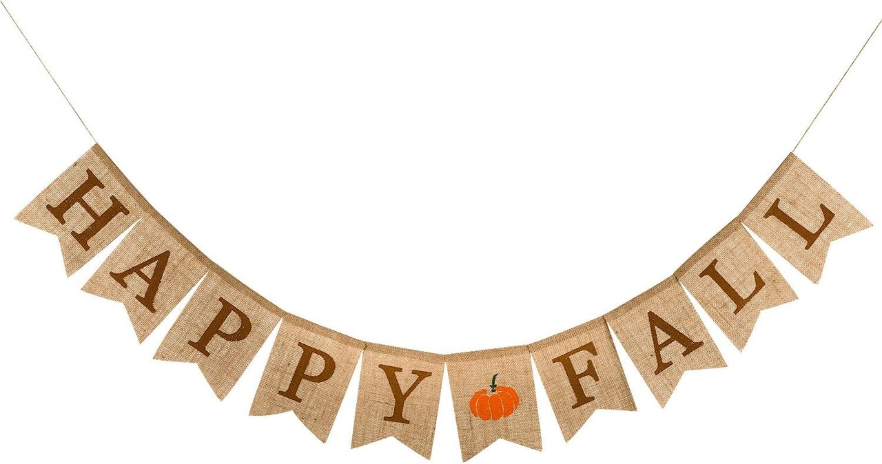 Happy Fall Pumpkin Burlap Banner Harvest Home Decor Bunting Flag Garland Party Decoration for Thanksgiving Day